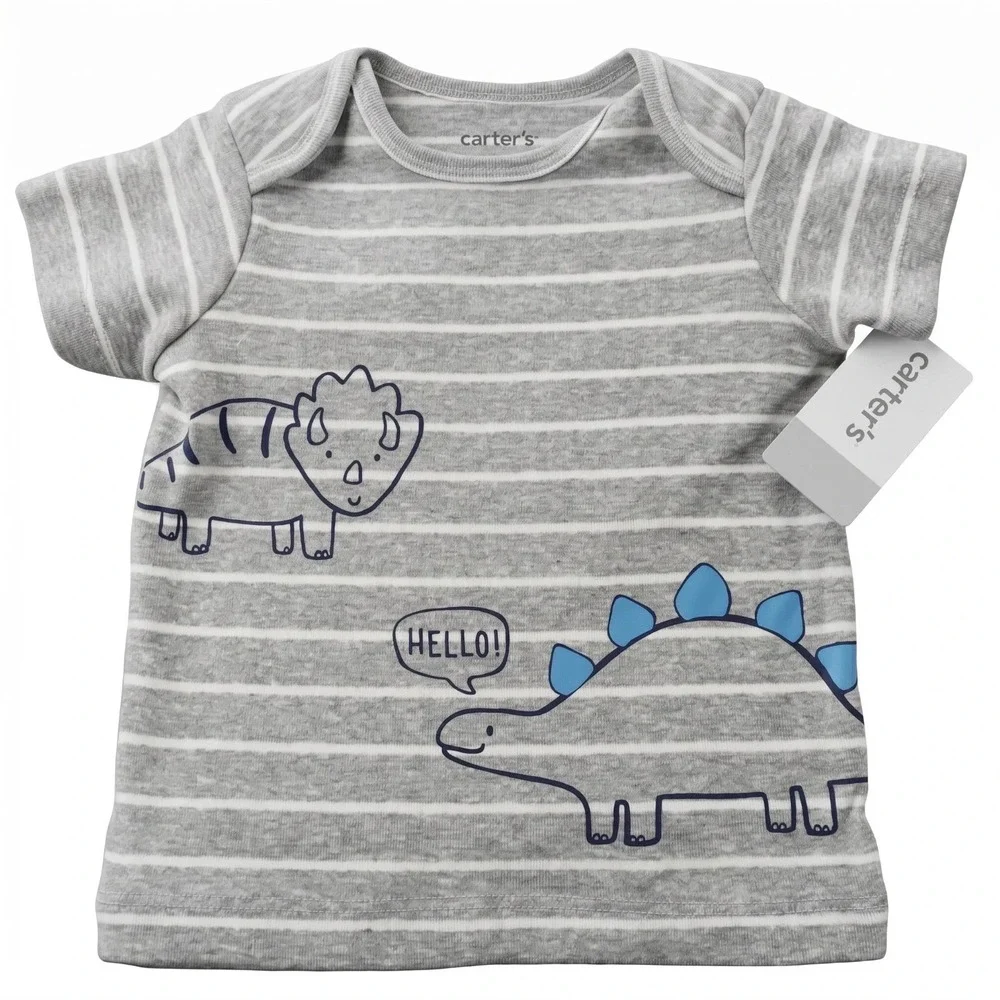 Carters Infant Baby Boys 3pc Pants & Tops‎ Dinosaur Outfit Set 9M Navy Blue Gray